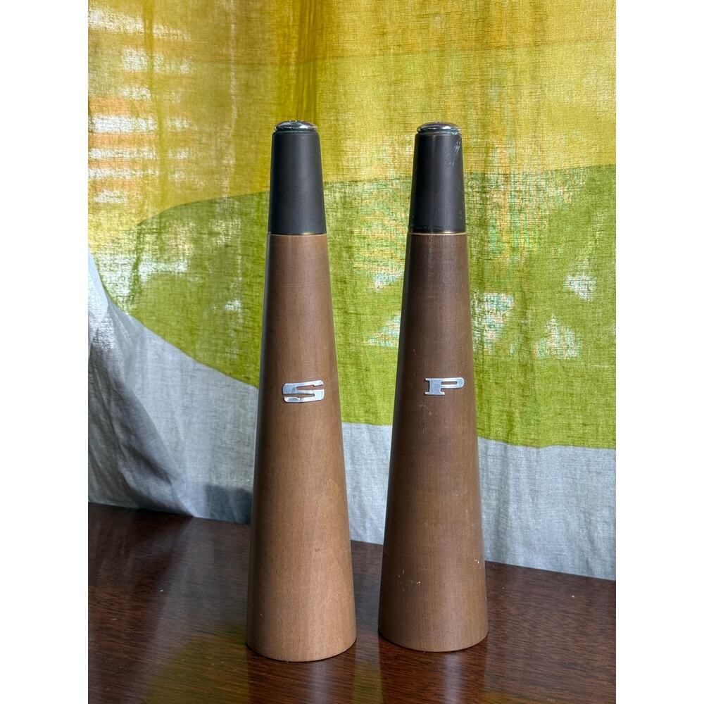 Salt and Pepper Shakers Mid Century Wood Tapered MCM Japan
